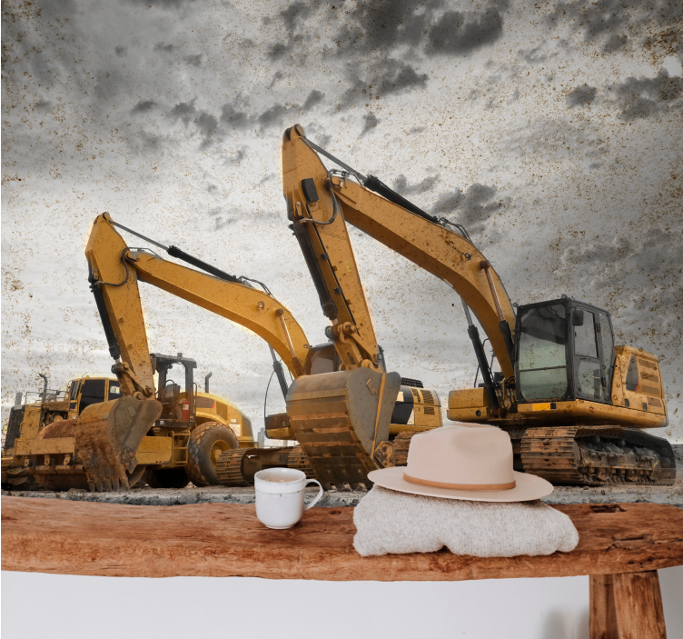 Wall mural vehicle construction equipment showcase - TenStickers