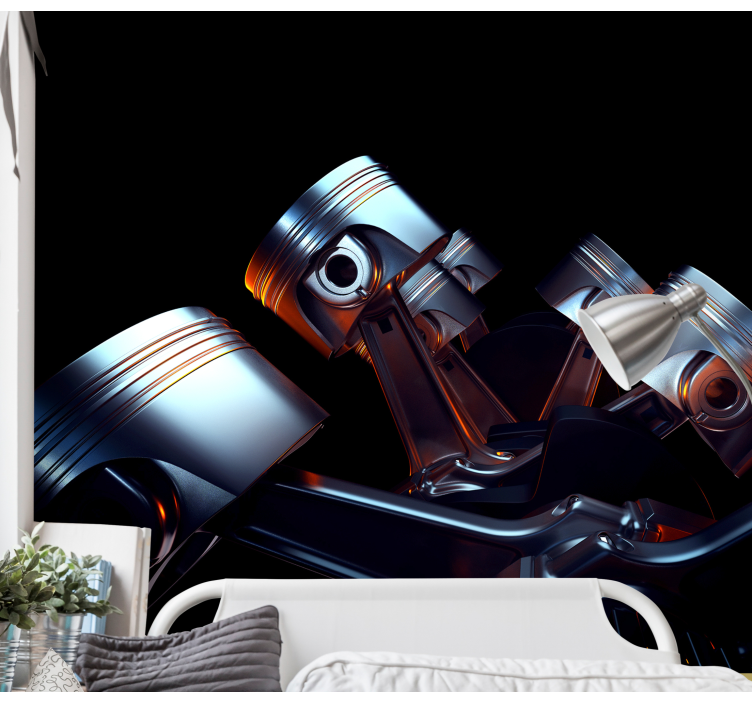 Wall mural vehicle engine part illustration - TenStickers