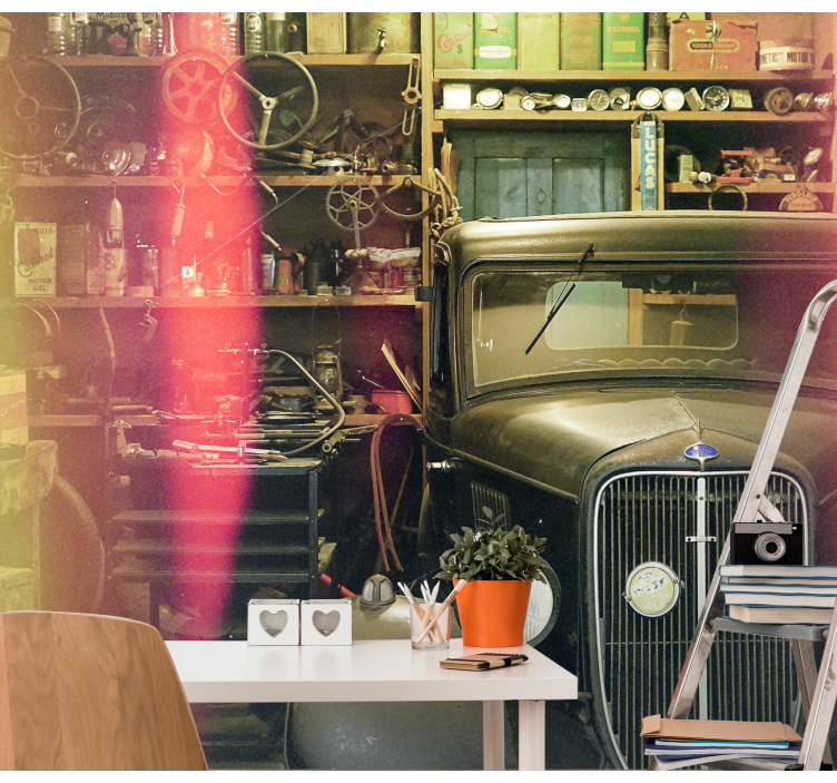 Wall mural vehicle vintage car display - TenStickers