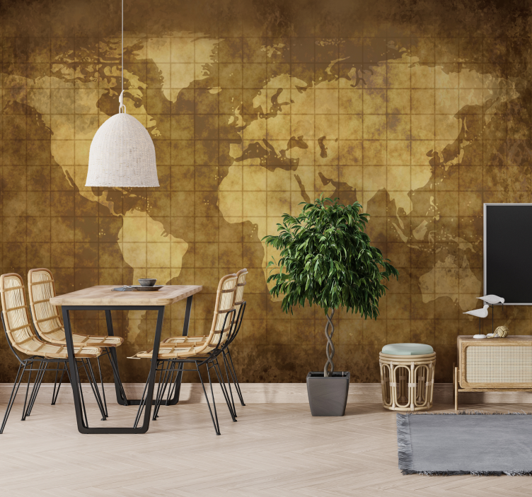 Vintage wall mural world map for kids - TenStickers