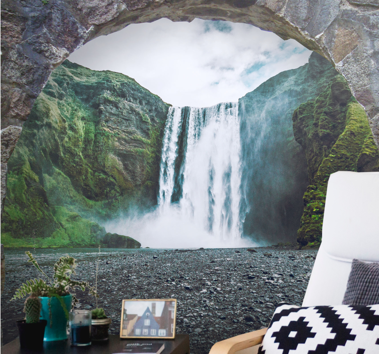 Wall mural waterfall majestic waterfall view - TenStickers