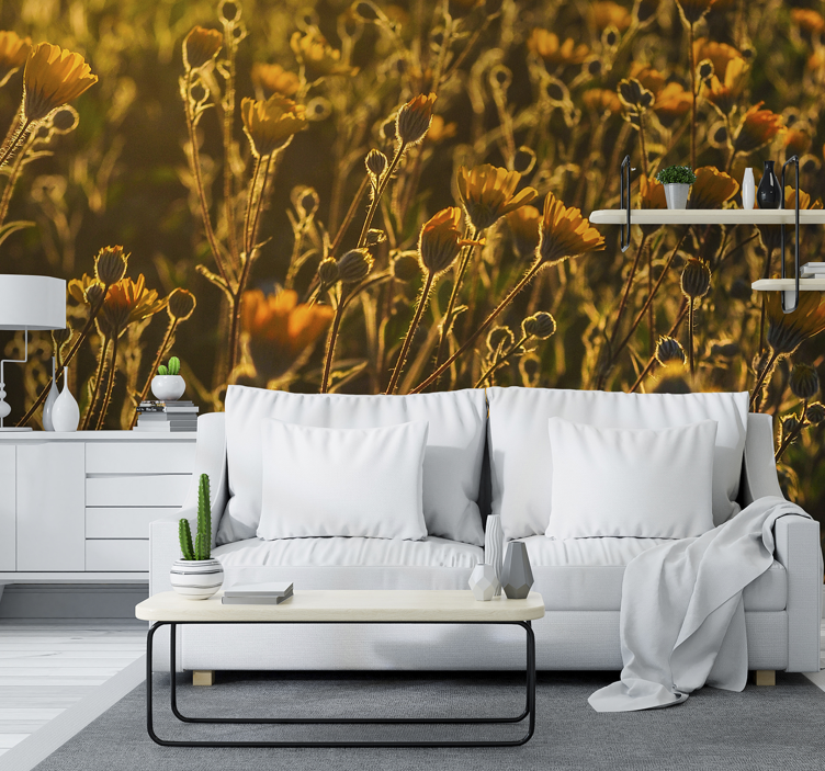 Warm poppy flower nature wall mural - TenStickers