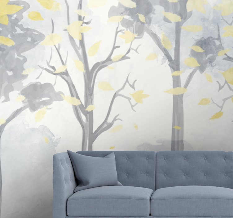Watercolor forest painting modern wall mural - TenStickers