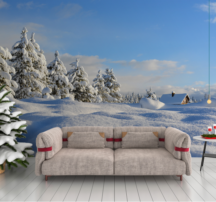 Winter snowy scene landscape wall mural - TenStickers