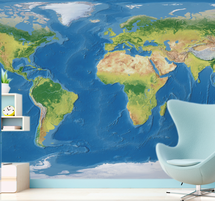 World map wallpaper detailed world map - TenStickers