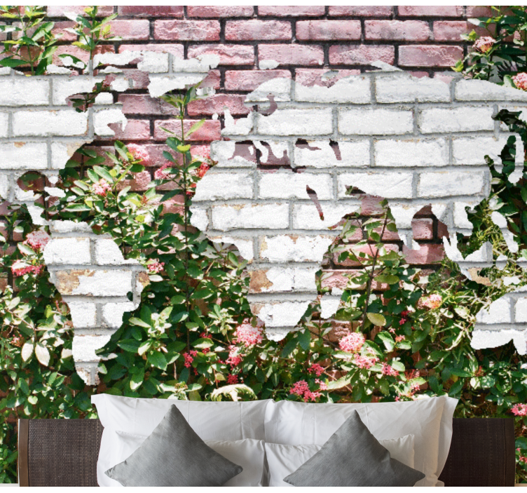 World map wallpaper flowering world map - TenStickers