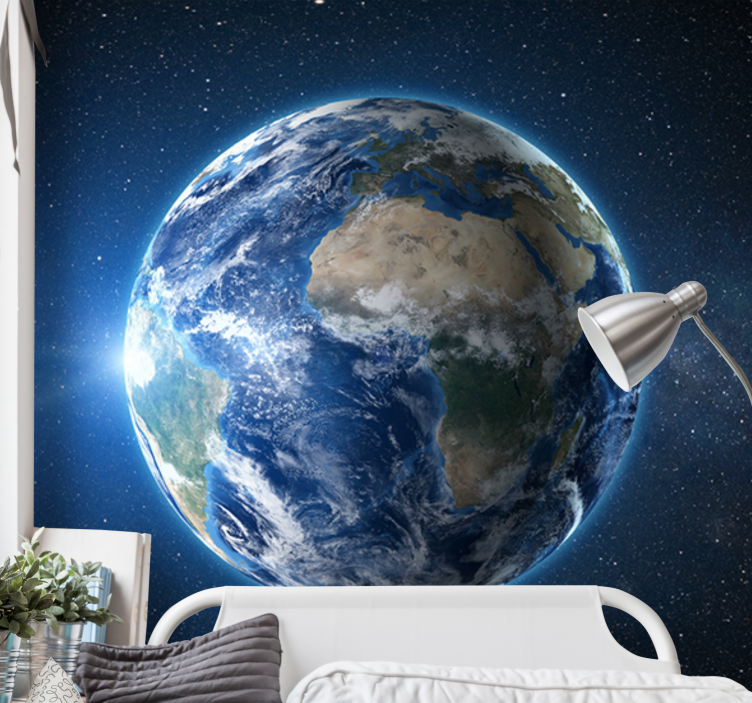 World map wallpaper planet earth from orbit - TenStickers