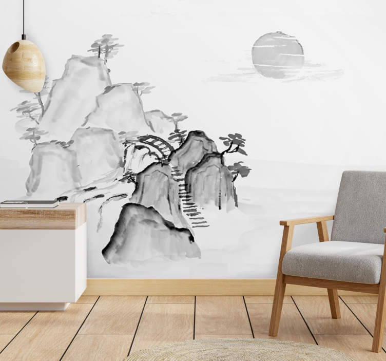 Zen wall mural mountain landscape art - TenStickers