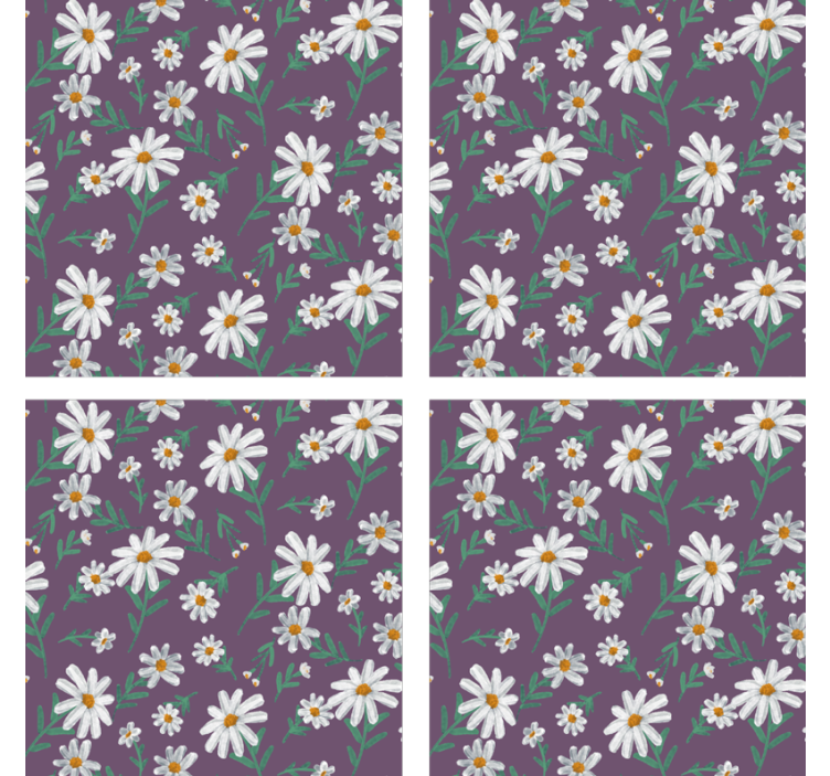 Coasters with purple floral design - TenStickers