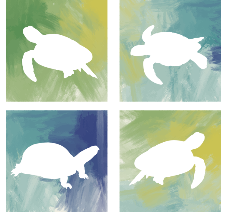 Geek coasters colorful turtle silhouettes - TenStickers