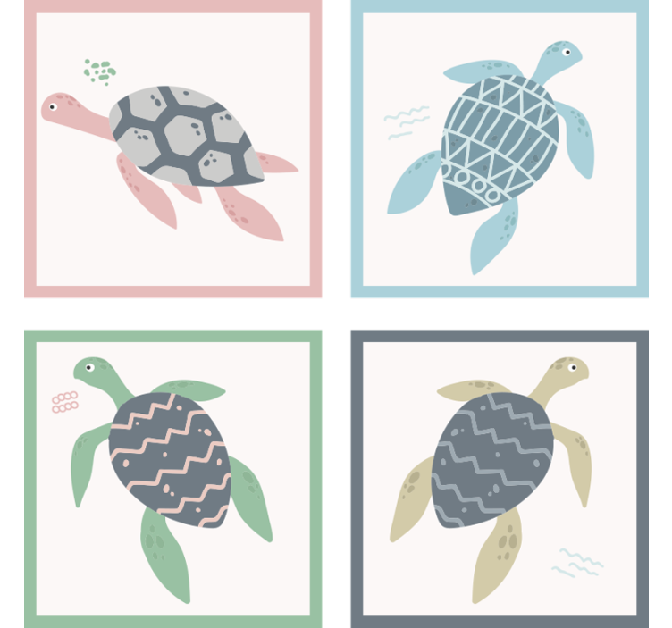 Geek coasters whimsical sea turtle patterns - TenStickers