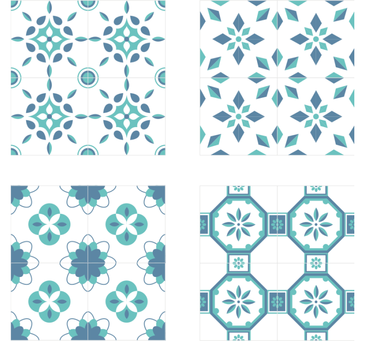 Tile coasters floral tile design - TenStickers