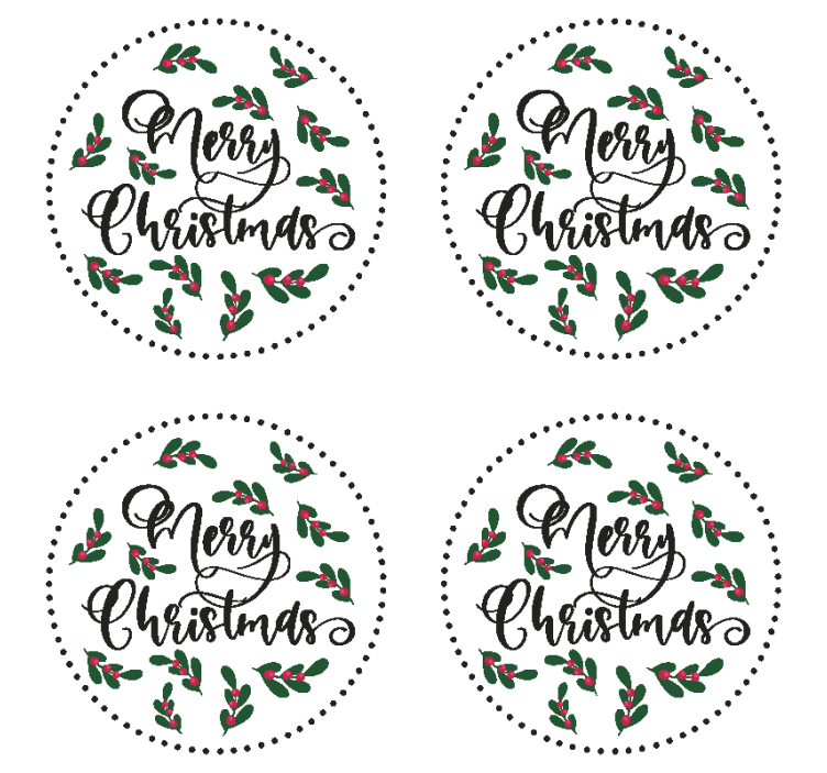 Christmas coasters merry christmas holly design - TenStickers