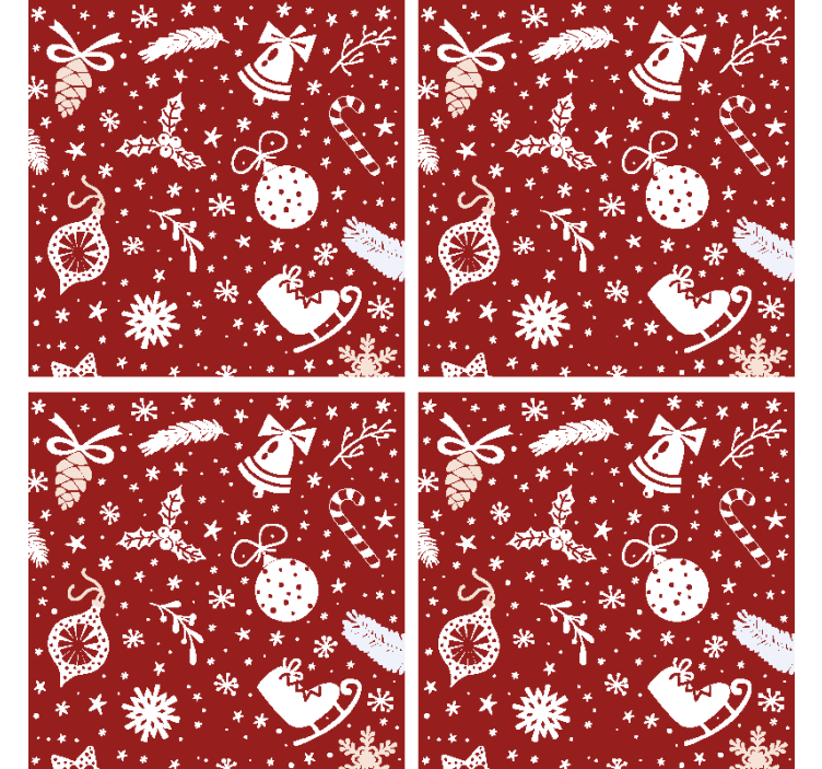 Red Christmas pattern drink coaster - TenStickers