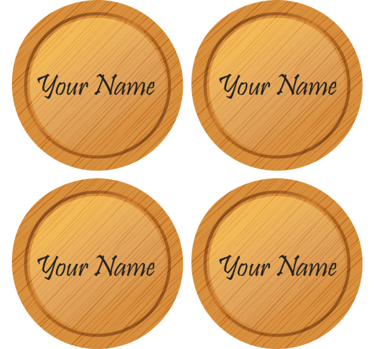 wood texture with text personalised coasters - TenStickers