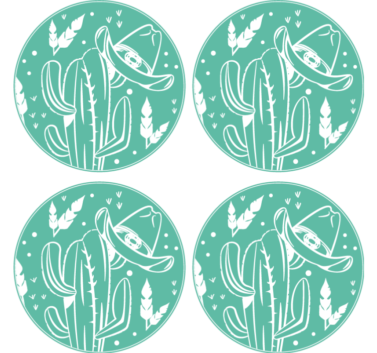 Geek coasters cactus with hat - TenStickers