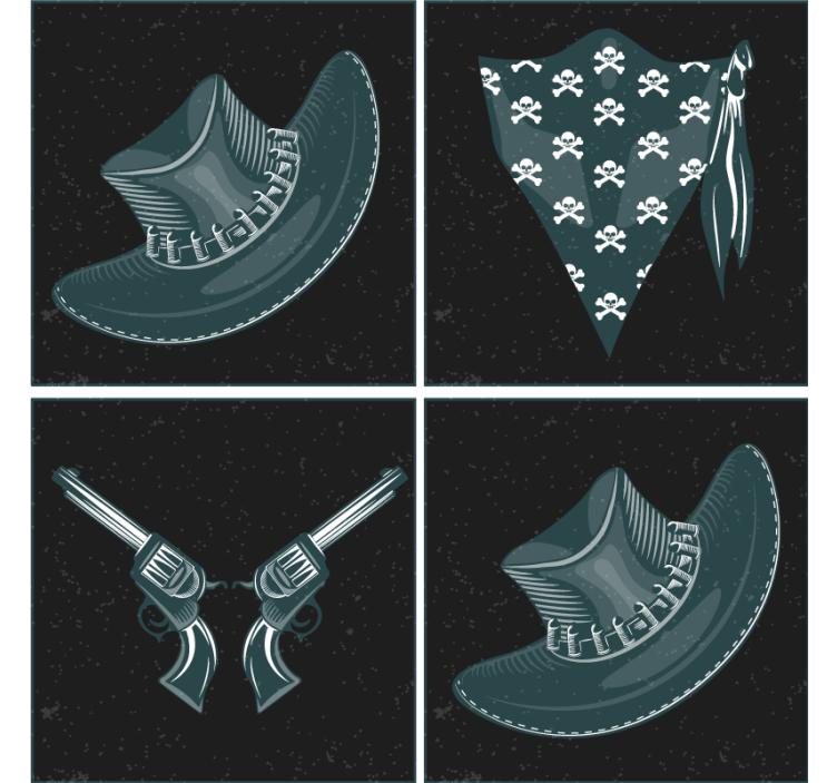 Geek coasters featuring crossed revolvers and bandana - TenStickers
