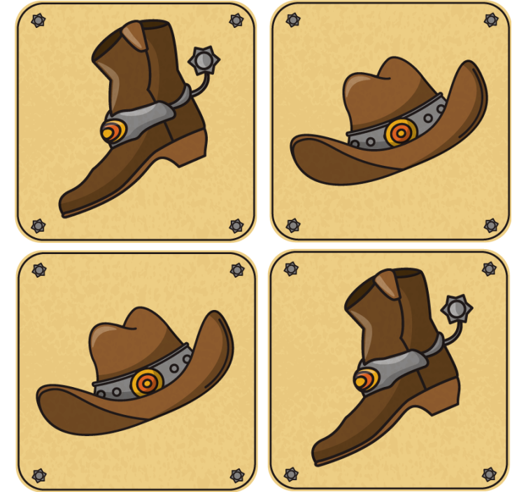 Geek coasters cowboy hat and boot set - TenStickers