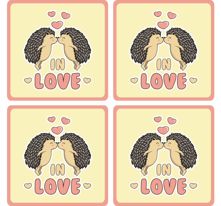 Modern coasters hedgehogs kissing hearts - TenStickers