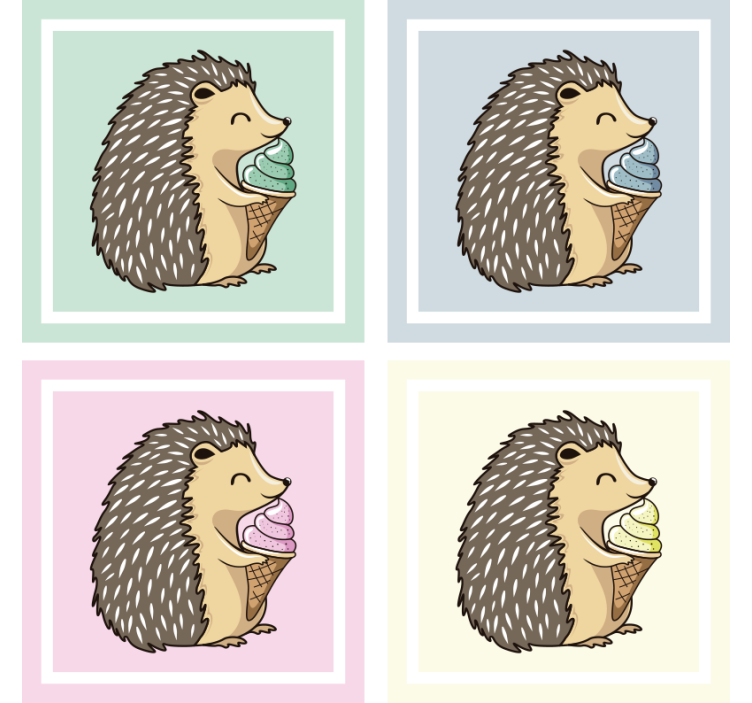 Geek coasters hedgehog enjoying ice cream - TenStickers