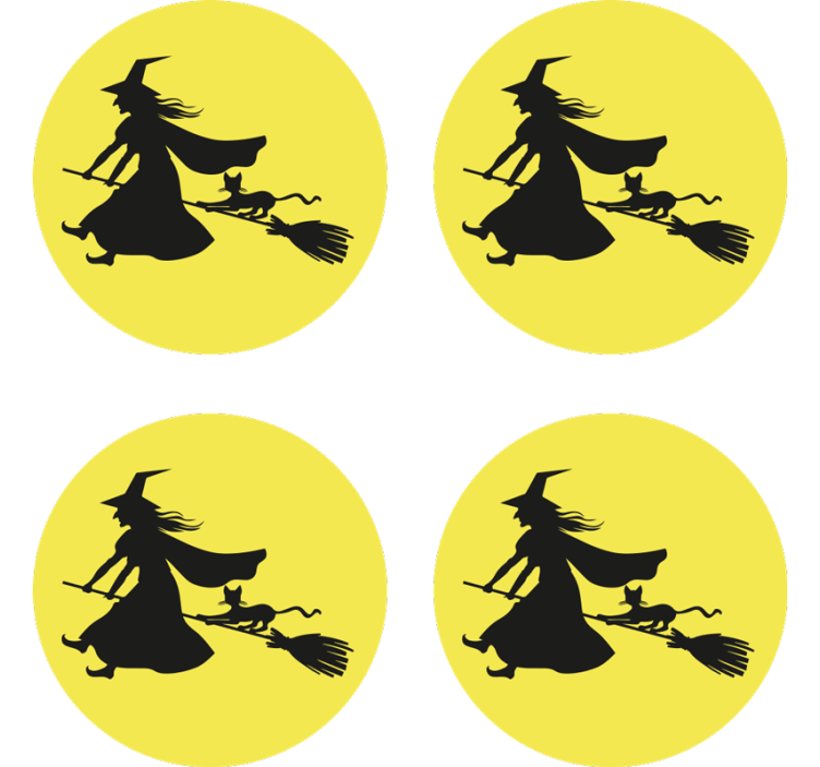 Halloween coaster witch on broomstick - TenStickers