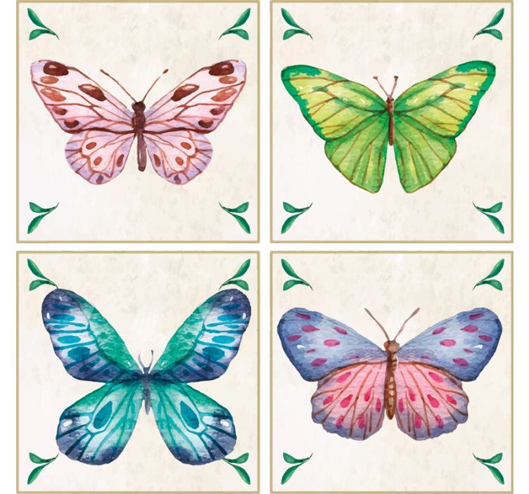 Modern coasters with colorful butterfly art - TenStickers