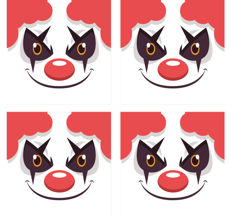 Geek coasters playful clown face design - TenStickers