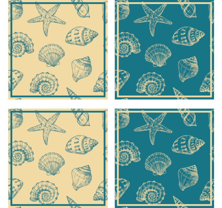 Shell motif coasters with nautical design - TenStickers