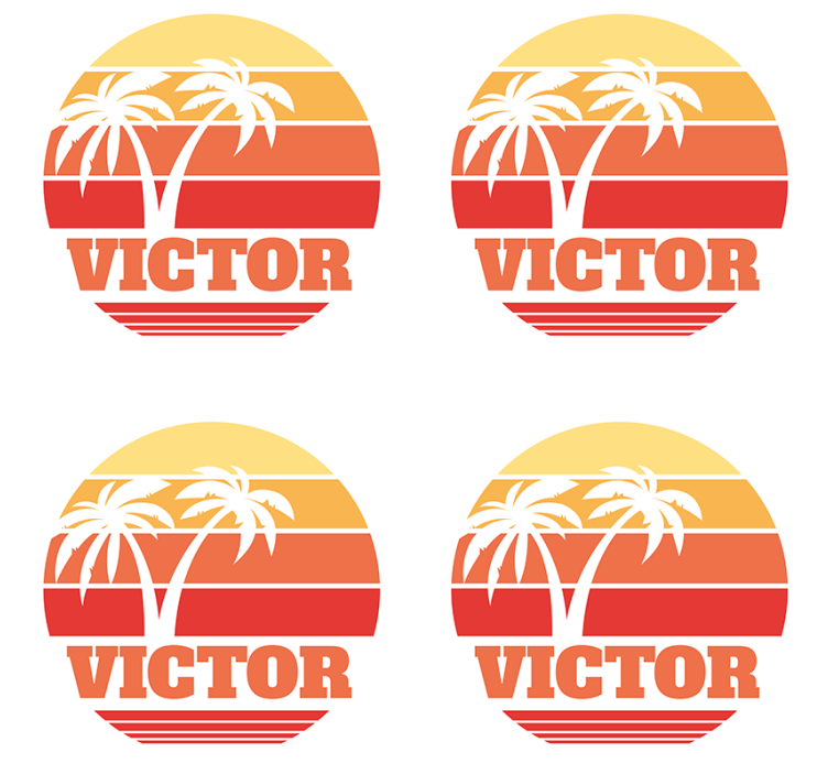 Personalisable coasters tropical sunset with palm trees - TenStickers