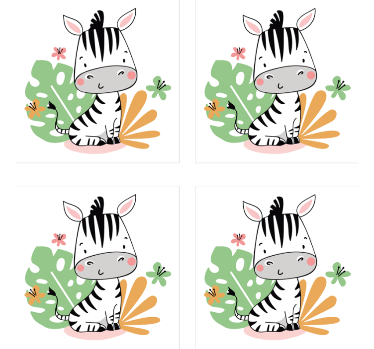 Geek coasters featuring adorable zebra design - TenStickers