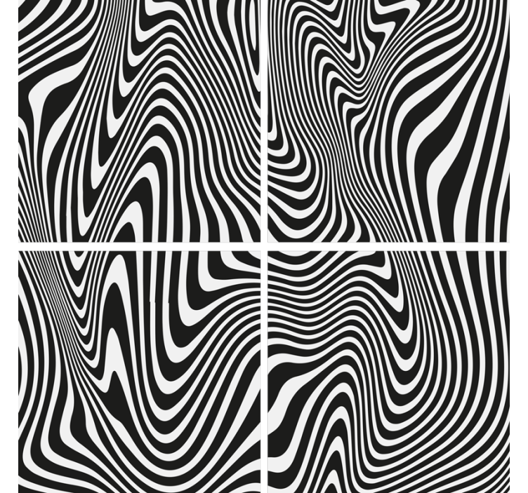 Coasters in wavy black and white pattern - TenStickers