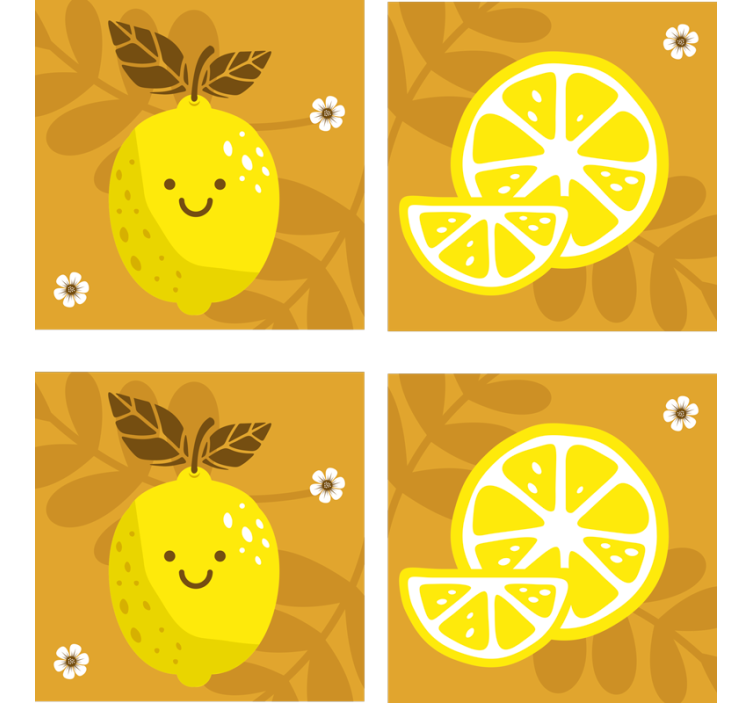 Geek coasters cheerful lemon and citrus - TenStickers