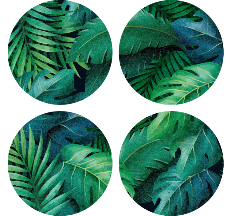 Different green leaves coaster modern coaster - TenStickers