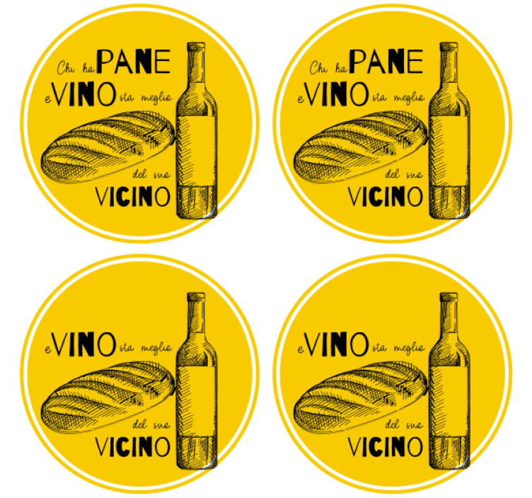Personalised coasters for wine bottle and bread - TenStickers