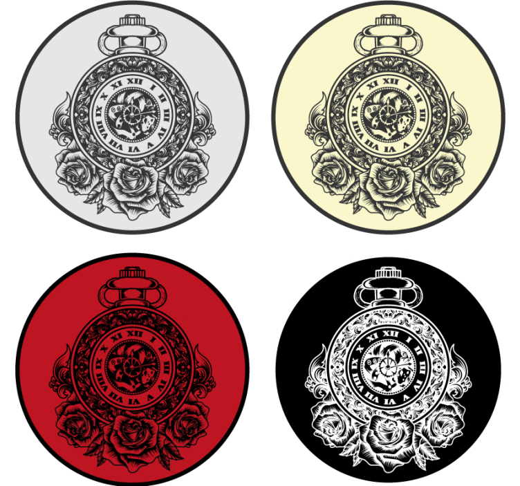 Vintage coasters with pocket watch roses design - TenStickers