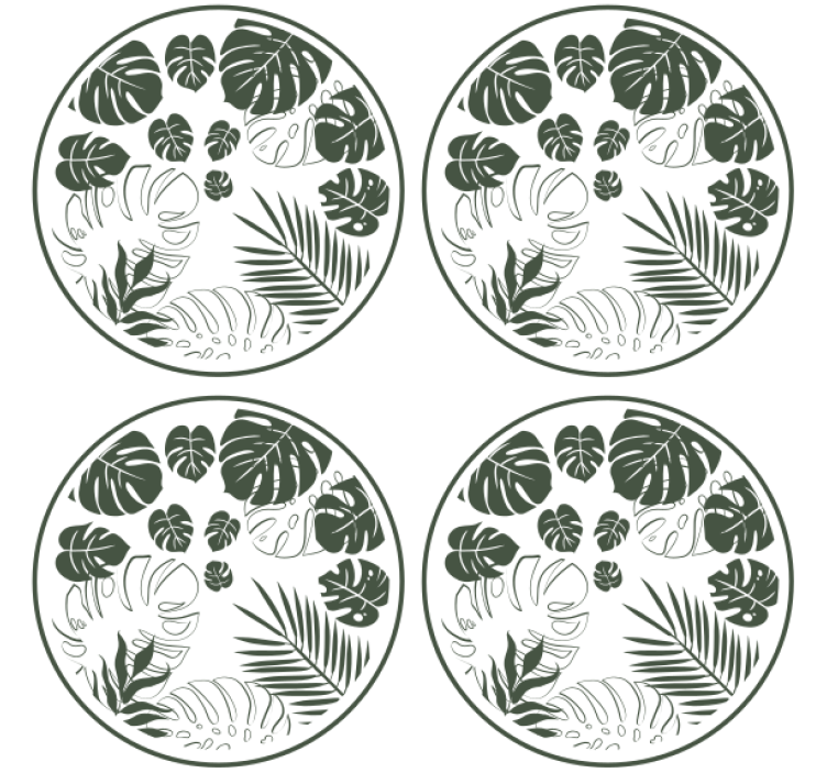 Coasters lush greenery circle design - TenStickers