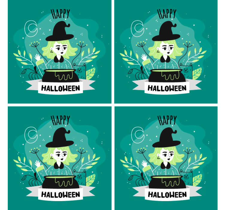 Halloween coaster witch with cauldron - TenStickers