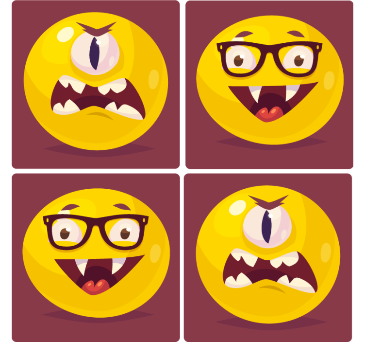 Geek coasters with playful smiley faces - TenStickers