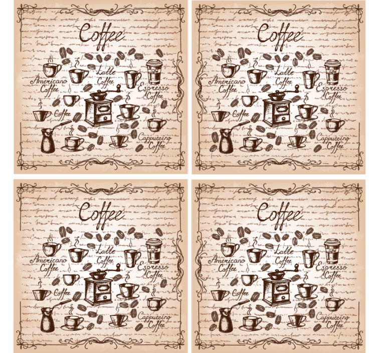 Personalised coasters coffee types illustration - TenStickers