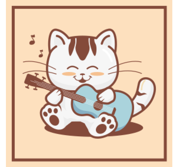Geek coasters playful cat playing guitar - TenStickers