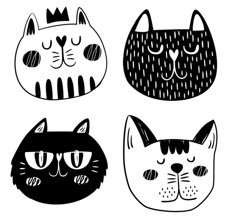 Geek coasters with whimsical cat designs - TenStickers