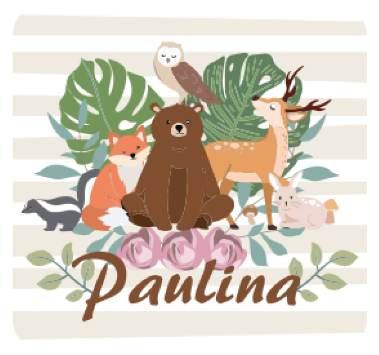 Personalised coasters cute animal gathering - TenStickers