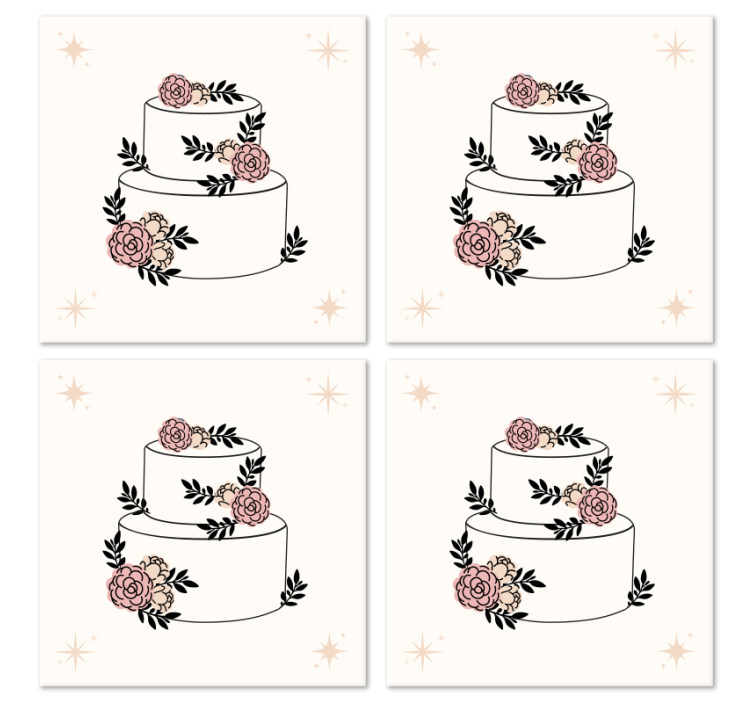 Flowered cake wedding coaster - TenStickers