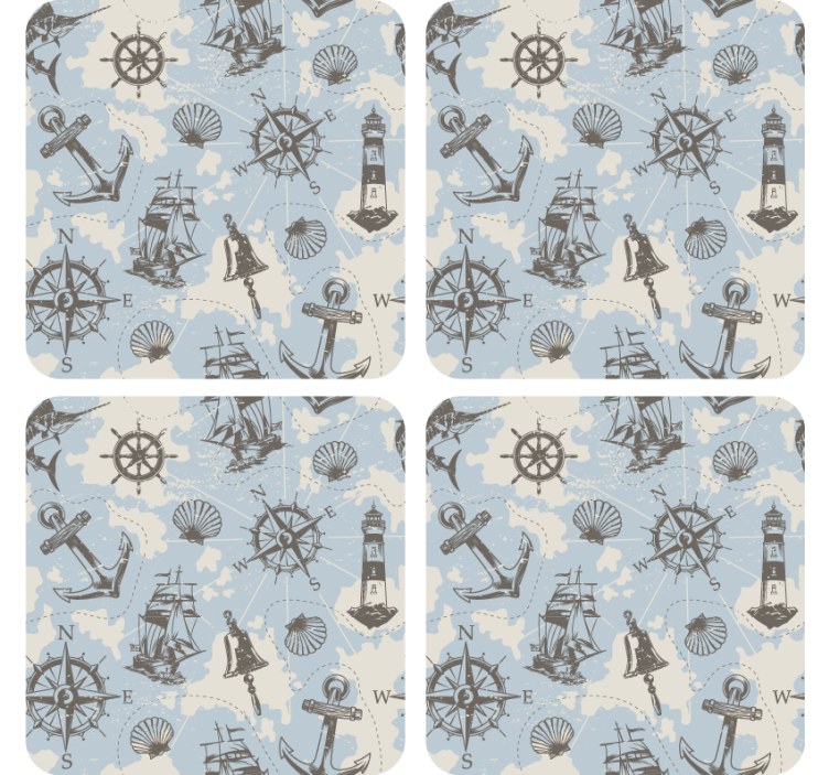 Vintage coasters nautical compass and lighthouses - TenStickers