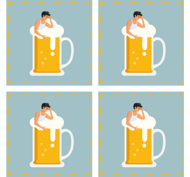 Beer mats relaxing beer mug illustration - TenStickers