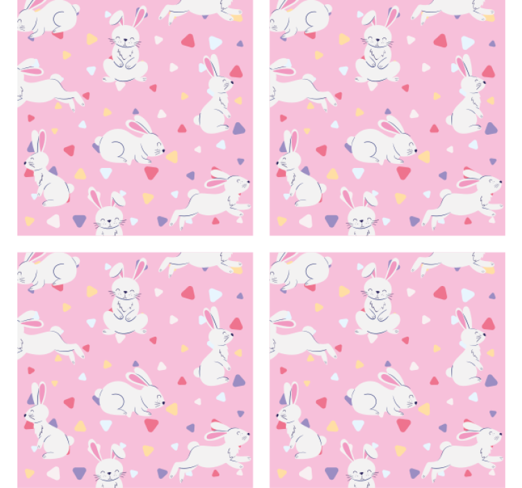 Personalisable coasters with playful bunny patterns - TenStickers