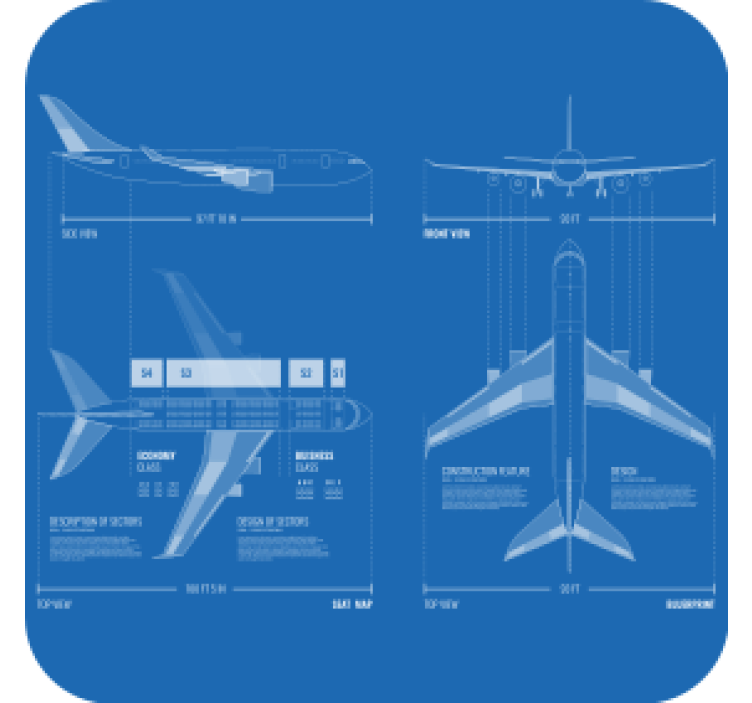 Geek coasters airplane blueprint design - TenStickers