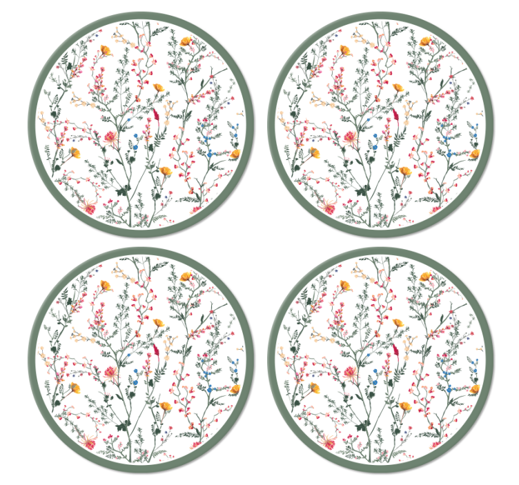 Thin minimalistic garden flowers modern coaster - TenStickers