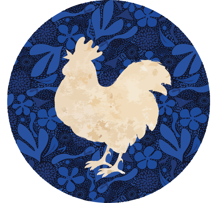 Vintage coasters rooster floral silhouette - TenStickers