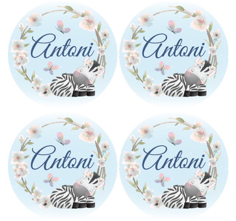 Personalisable coasters with personalized zebra illustration - TenStickers